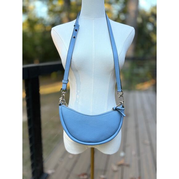 Kate Spade Smile Bag Light Blue Leather Crossbody & Chain Strap Shoulder Purse - Picture 13 of 13